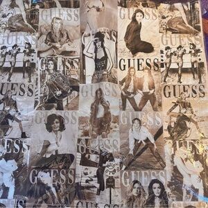 Guess Beige & Brown Collage Logo Tote